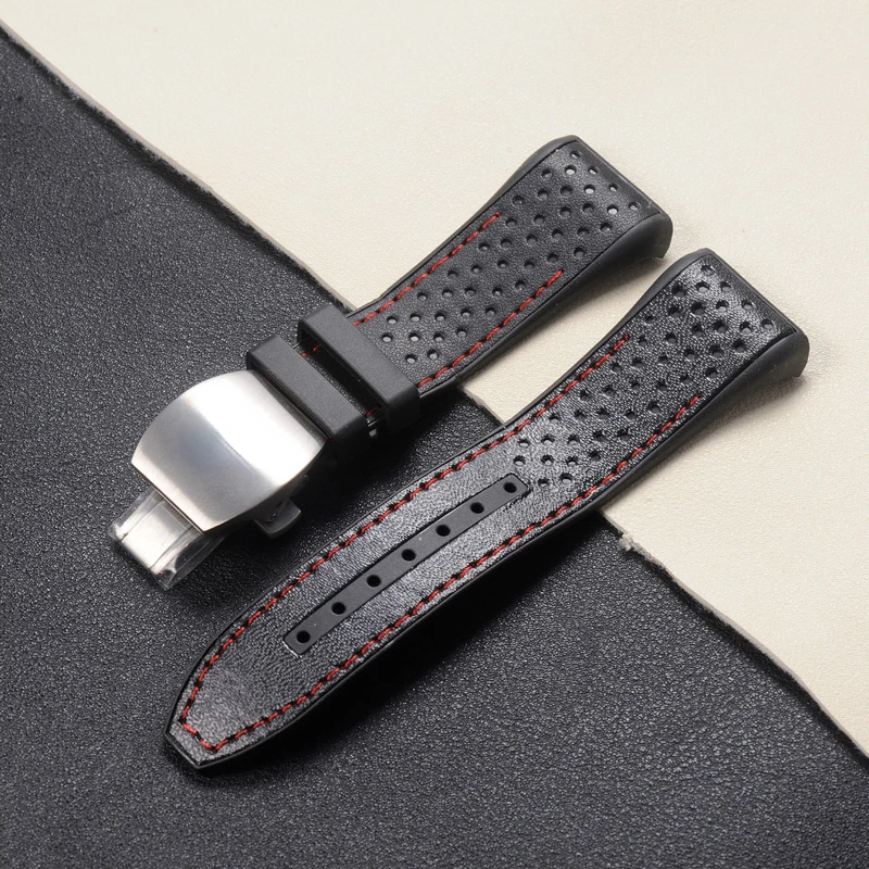 Glue Watch Strap for FM Franck Muller V45 Series Waterproof Sweat-Proof Watch Band Tape Accessories 28mm Men Wristband