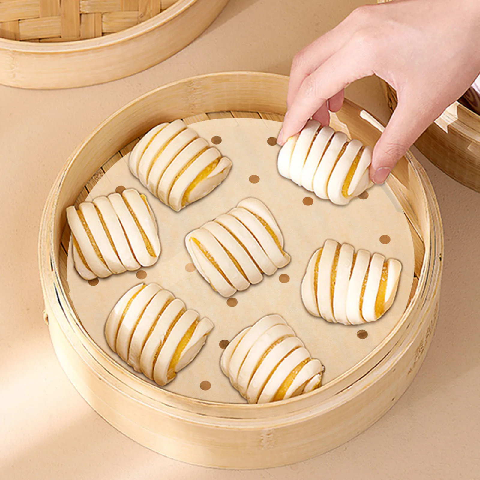 

100Pcs Air Fryer Parchment Paper Liners Premium Perforated Nonstick Air Fryer Inner Liner Steamer Liner Parchment Paper Mat