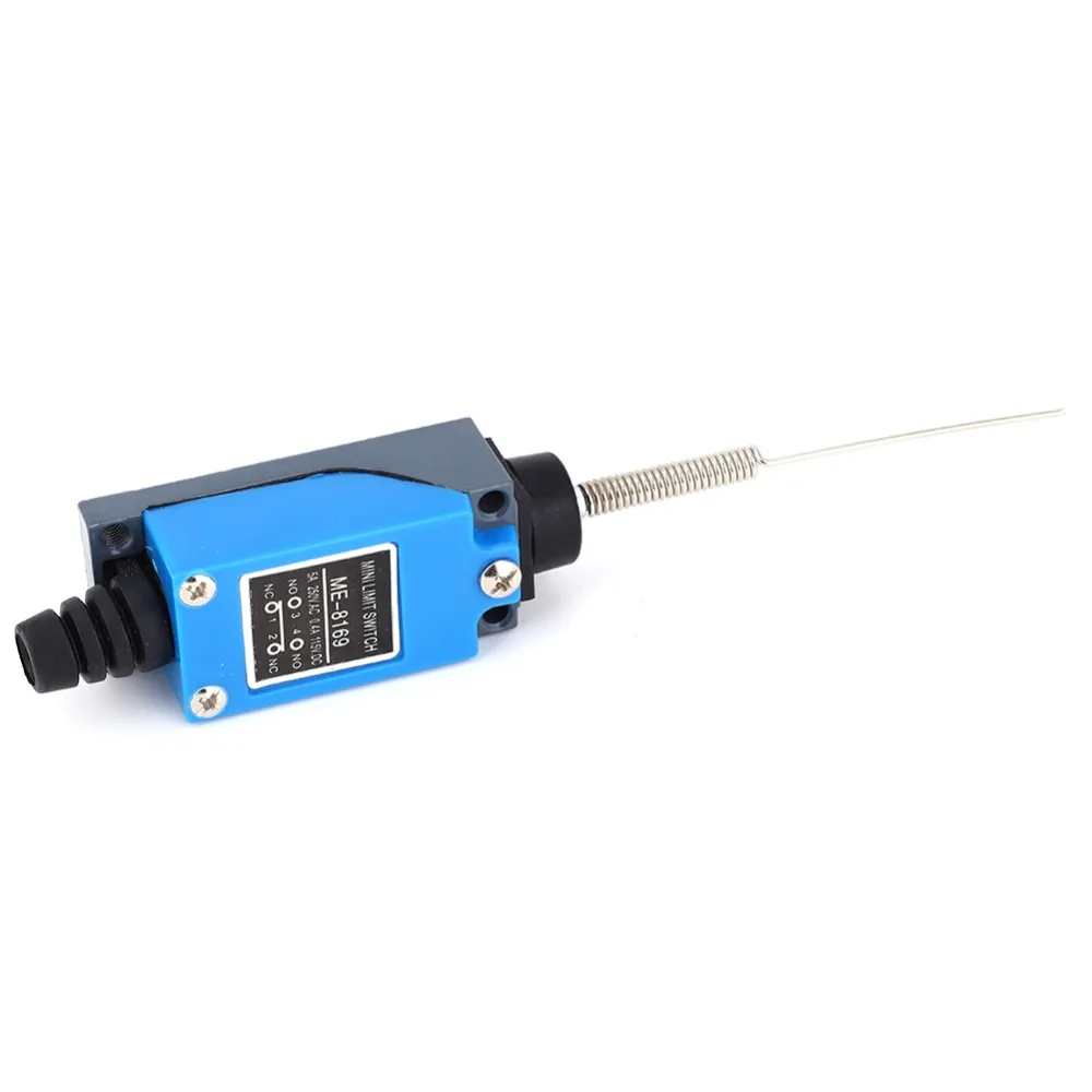 

ME-8169 Micro switch Flexible Coil Spring Arm 250V 5A Mini Limit Switch Momentary Durable Travel Trigger Mechanical Devices