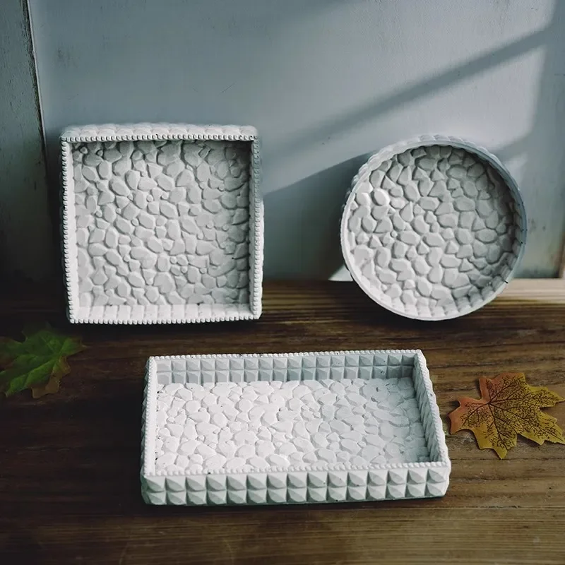 Crystal Drop Silicone Mold for Aromatherapy Glue Storage round Rectangular Diamond Grain Pattern Concrete Cement Craft