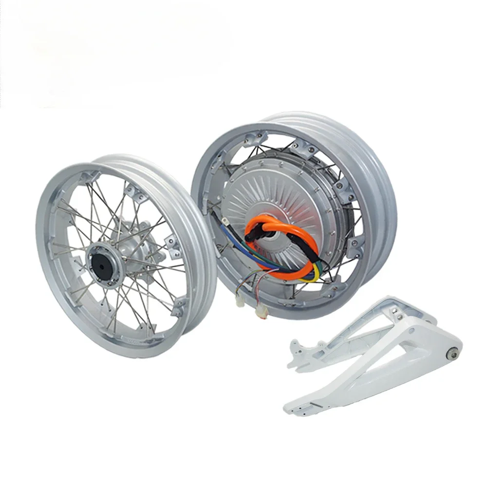 273 8KW V3 120kph Spoke Hub Motor with 17x4.5inch Moped Wheel Rim with 17x3.0inch Front Wheel and Swingarm for E-Motorcycle