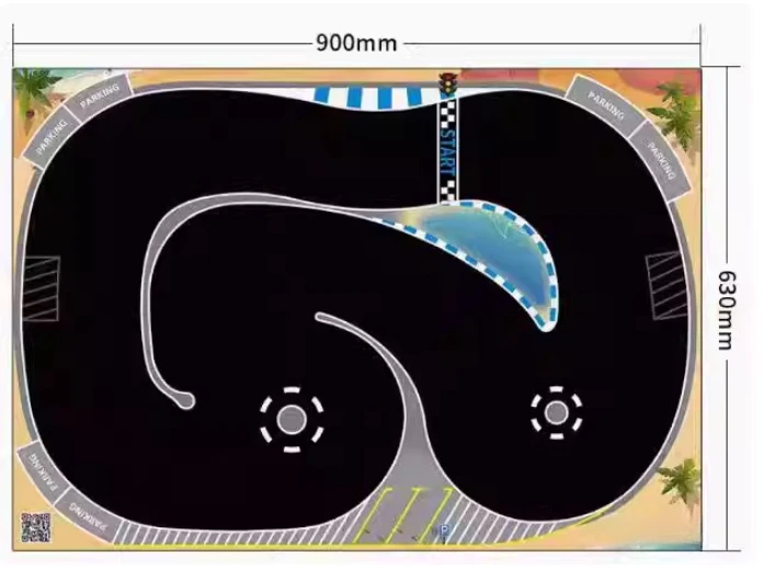1:76 RC Complete Mini Racetrack with Road Mats, Barriers & Ramps for Drift & Jump Stunts, Ready to Race
