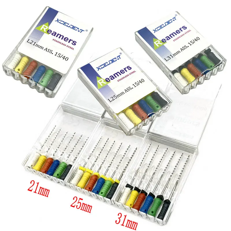 6pcs/pack Dental Reamer Files Root Canal Dentist Materials Dentistry Instruments Hand Use Stainless Steel R Files