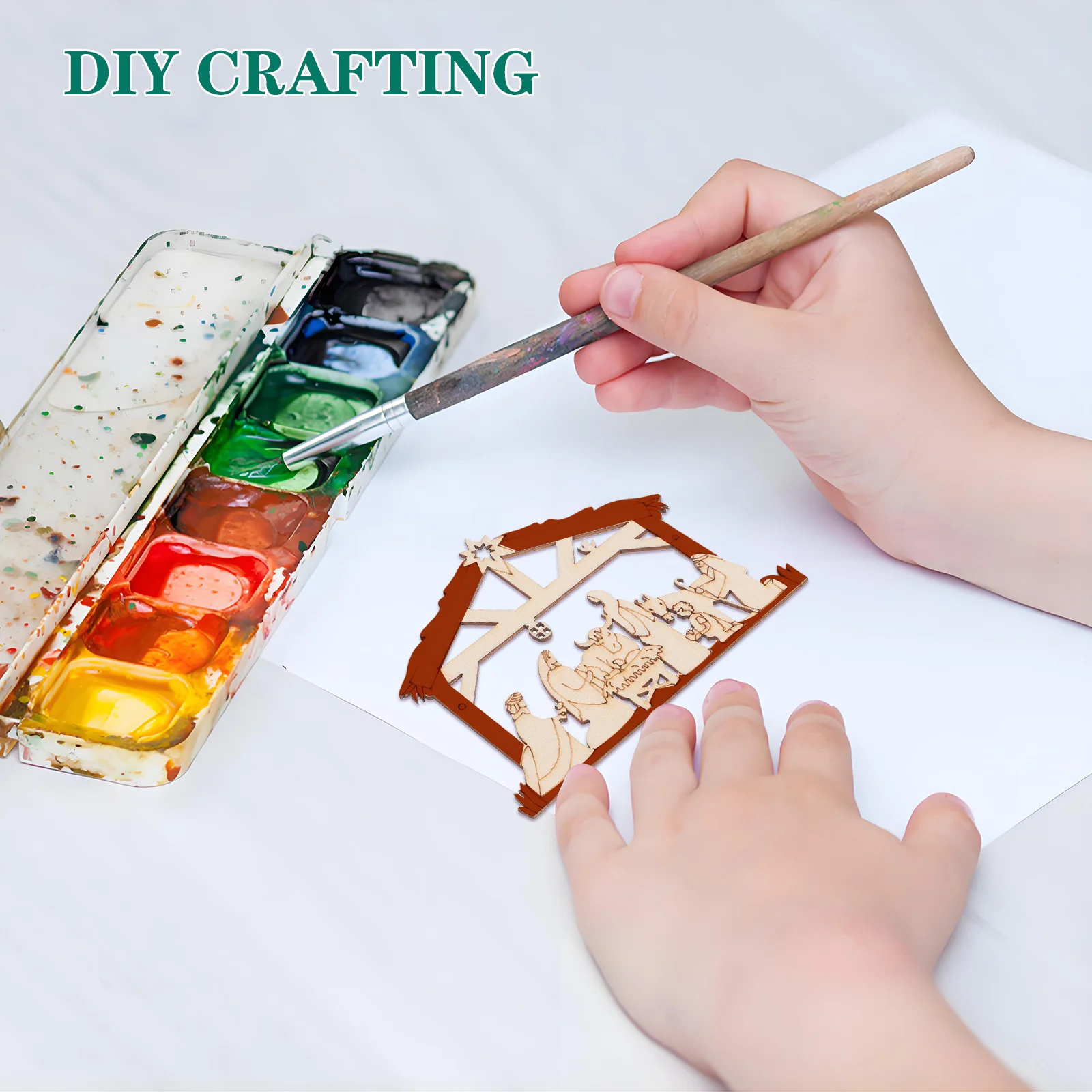 20 قطعة الحلي عيد الميلاد القائمة على الإيمان مشهد المهد الخشبي القواطع لزينة شجرة الدينية المنزل مكتب هدية عيد