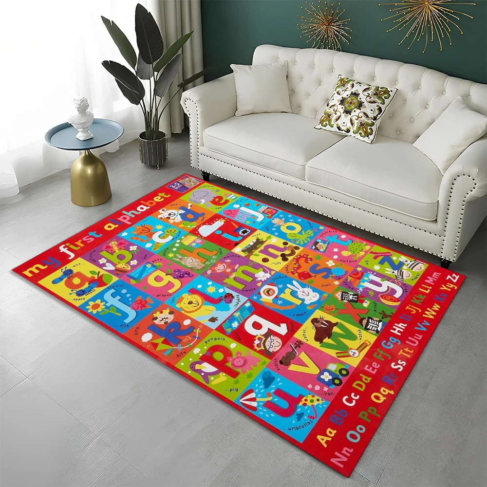 ABC Early Education Cartoon Kids Playroom Alphabet Children Crawling Area Rug,Carpet for Living Room Bedroom Sofa,Non-slip Mat