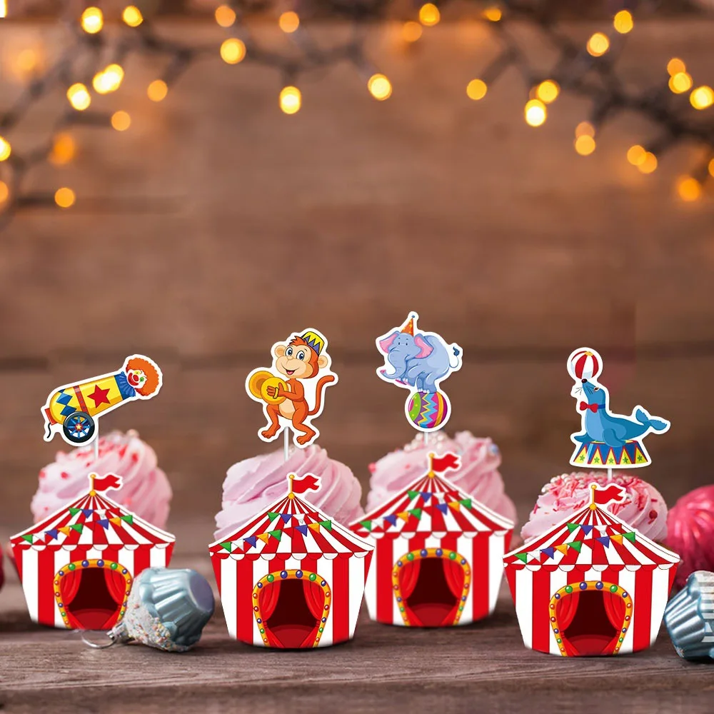 New Carnival Party Cake Edge Circus Theme Cake Decoration Small Card Plugin