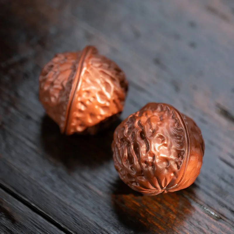 Yixing Purple Clay Tea Pet Walnut Small Ornament Cultural Play Big Red Robe Walnut Fortune Sculpture Ceramics