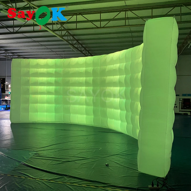 8x3mH Inflatable Photo Booth Wall White Backdrop Inflatable Wall with LED Light & 1pc Free Logo Printing for Wedding Party Event