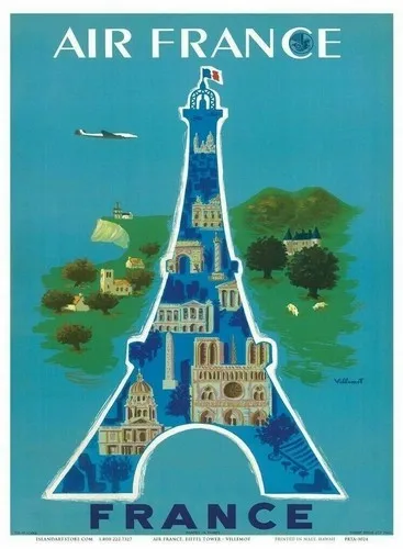 FRANCE AIR FRANCE Vintage Retro Fluggesellschaft Reiseplakat Metallschild Pub Bar Plakette