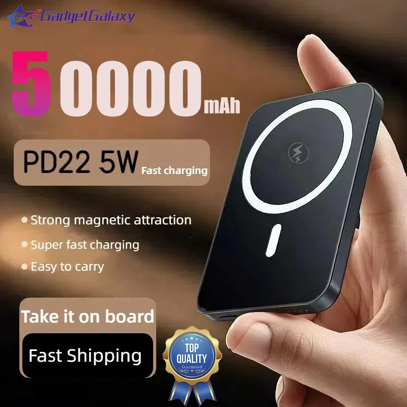 

Ultra Slim 50000mAh Magnetic Magnet Wireless Charging Power Bank Super Fast Charge Auxiliary Battery For IPhone Samsung Xiaomi