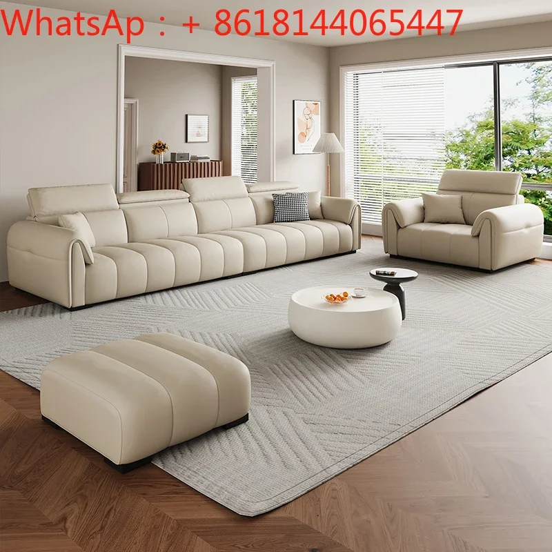 The first layer of cowhide French leather sofa living room 2024 new cream wind sofa furniture factory direct sales