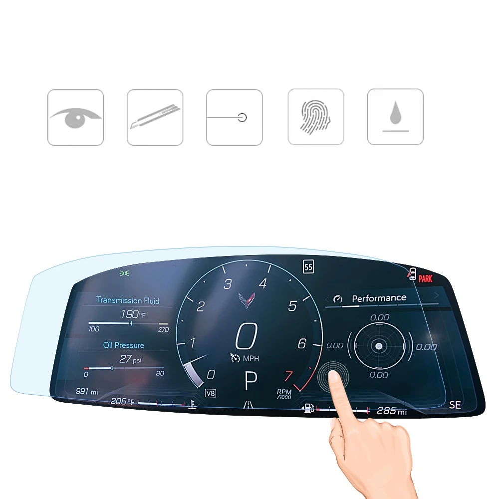 Car Dashboard Screen Console Central Protector Film Cover For Chevrolet Corvette C8 Stingray Convertible Z06 Z51 Coupe 2020-2022