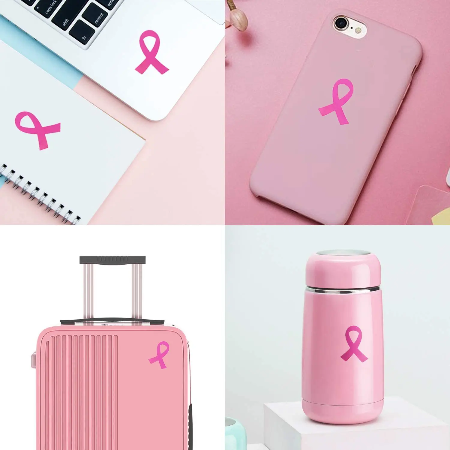 Breast Cancer Awareness Stickers Pink Breast Cancer Awareness Ribbon Stickers 50Pcs Adhesive Breast Cancer Decal Label Sticker view 4