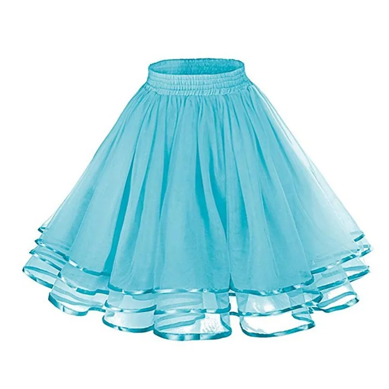 14 Farben Damen Petticoat Tutu Unterröcke Krinoline 50er Jahre Drei Schichten Band Gaze Tüllrock Vintage Braut Slips Rockabilly – Detail 6