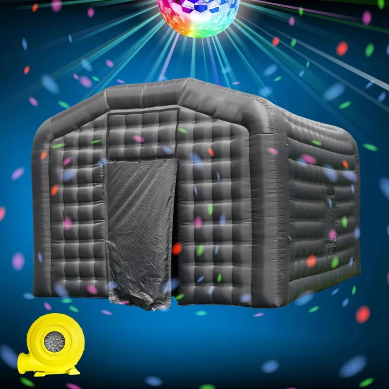 Mobile Black Party Tent Inflatable Nightclub Backyard Portable Pop-Up Cube Light Emitting Diode Light Blow Up Nightclub