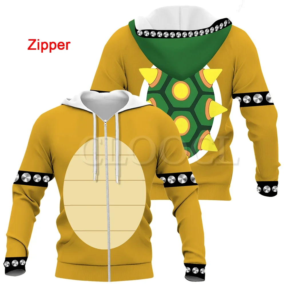 HX hombres Sudadera con capucha de dibujos animados Bowser 3D impreso mujeres sudaderas con capucha de manga larga pulóver sudaderas chaqueta con