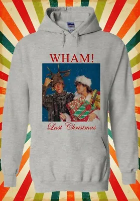 الرجعية WHAM آخر عيد الميلاد الرسم هوديي أسود فضفاض عارضة العصرية ملابس عالية الشارع لمحبي موسيقى البوب 80s نمط عيد الميلاد