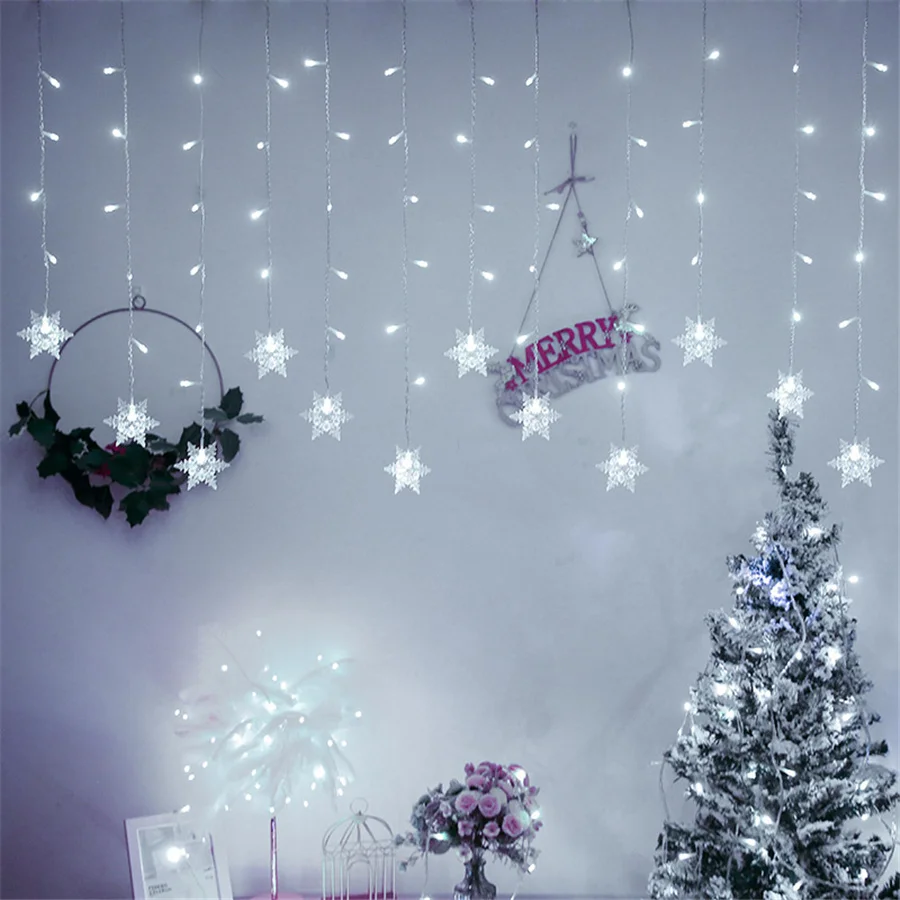 Guirxiété lumineuse de rideau de démontrent de neige LED de Noël, étanche, 8 modes, clignotant, nickel é, fête, mariage, vacances, décor de guirxiété