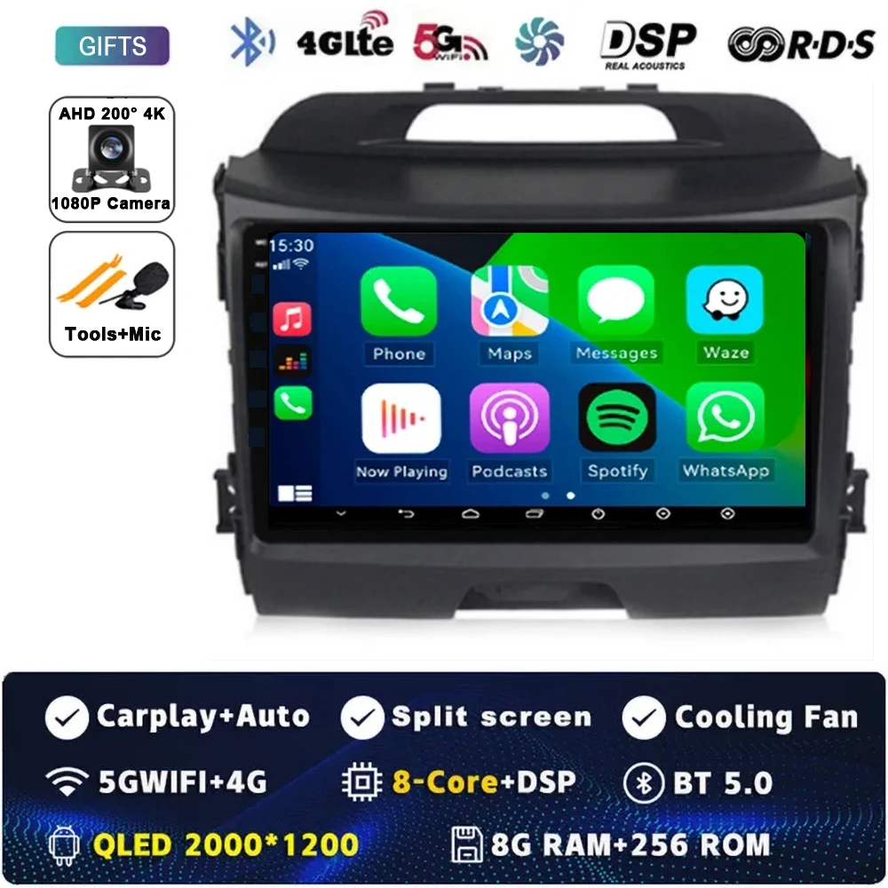 Android 15 Autoradio Android Voor KIA Sportage 3 Sportage R 2010-2016 Carplay Multimedia Speler autoradio 4G wifi Qualcomm 2din
