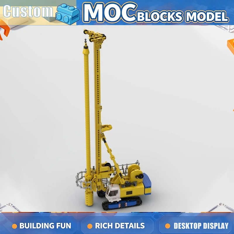 1472PCS Yellow Rotary Drilling Rig Building Blocks Engineering Construction Vehicle Model DIY Assembly Creative Collection Gift
