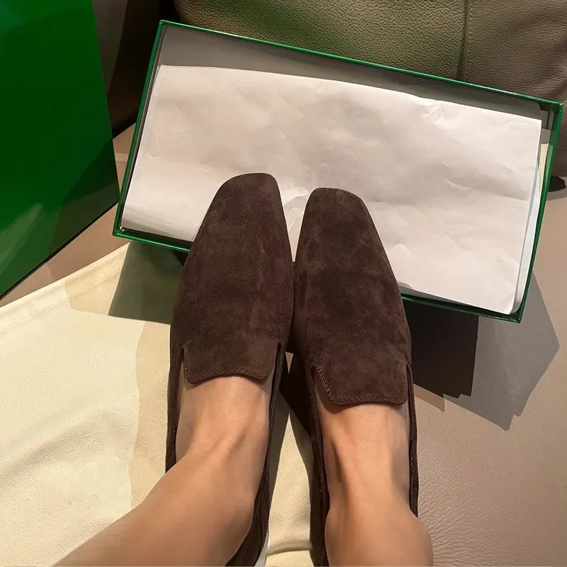 Loafers Women's 2025 Comfortable Commuter Shoes Casual Flats Walking  Fashion Schoenen Dames Sliders Square Head Flat Sho