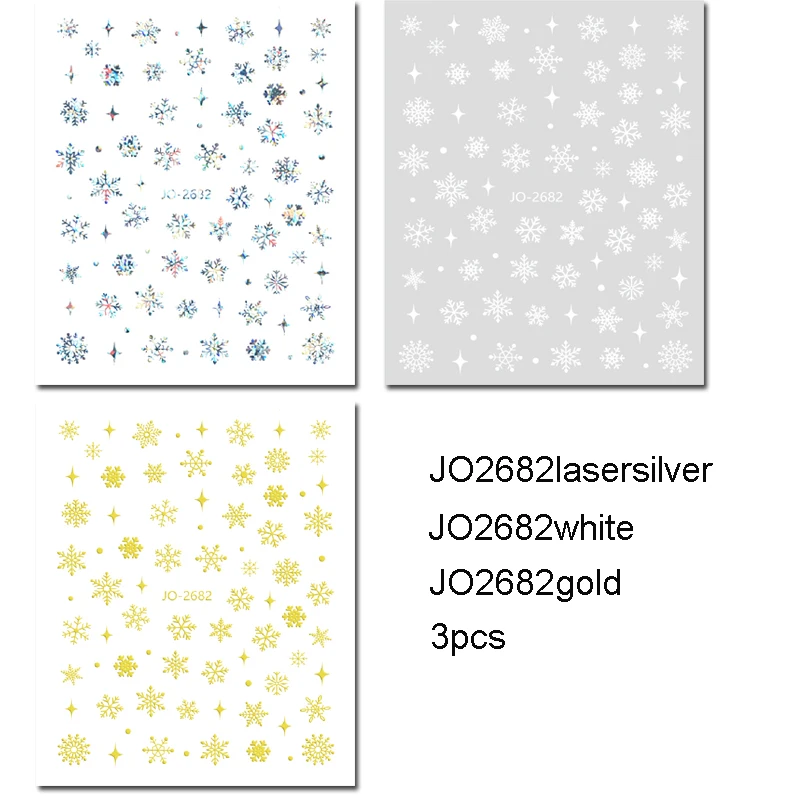 3D مسمار الفن الشارات الليزر الأبيض الفضة الذهب الثلج أشجار عيد الميلاد ملصقات الأظافر الديكور ل نصائح الأظافر الجمال