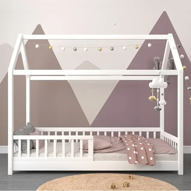 Solid wooden Children's house Bed Frame Montessori girds Customized Bed