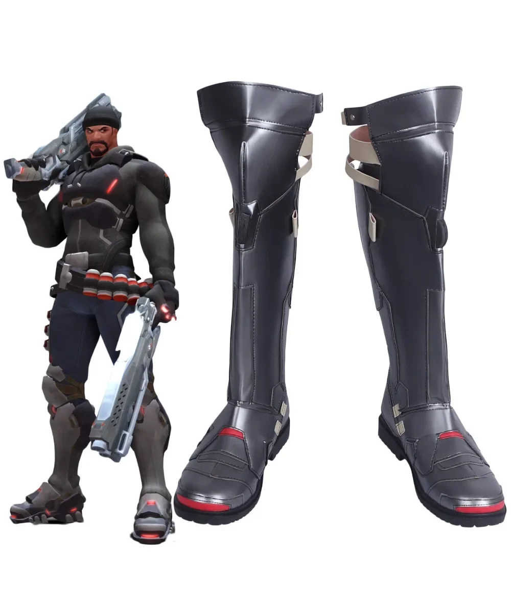 OW Gabriel Reyes Cosplay Boots Shoes Custom Made Any Size