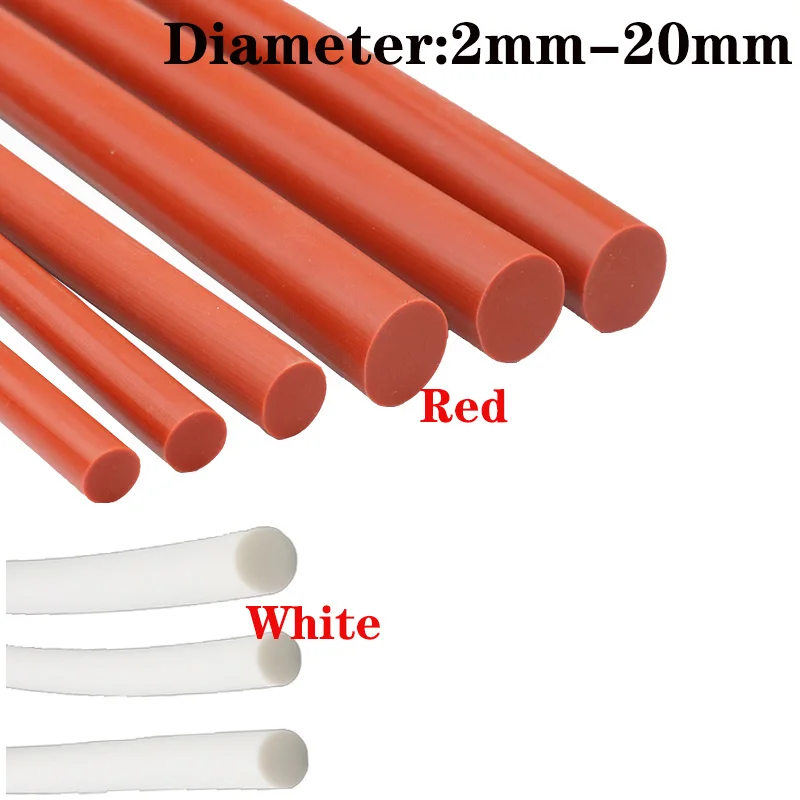 Diameter 2mm-20mmround Silicone Sealing Strip White, Red High Temperature Resistant Solid Rubber Strips Waterproof And Dustproof