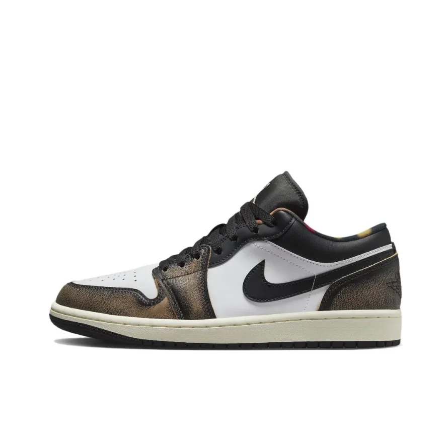 Jordan Air Jordan 1 Low “WearAway' Trendy Hundred Slip Resistant Low Top Retro Board Shoes أسود أبيض أصفر