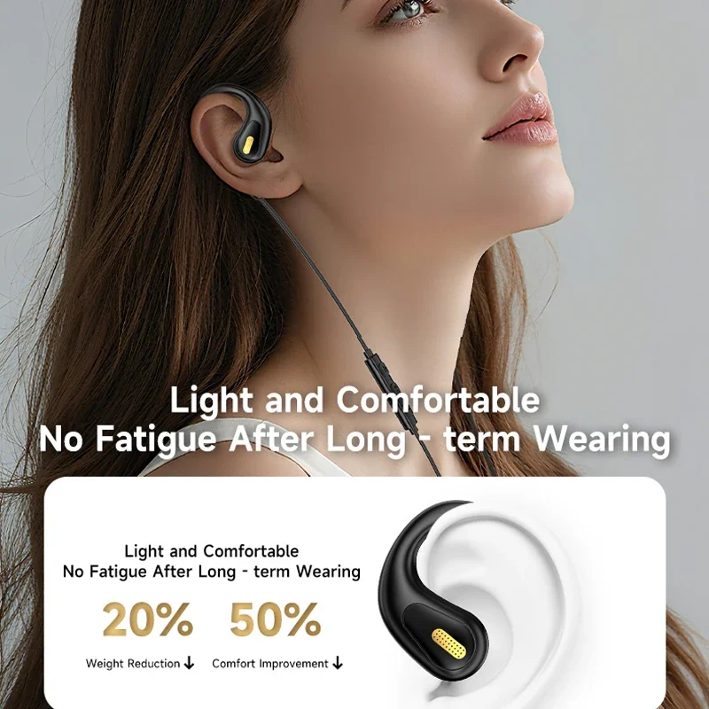 Cuffie da gioco sportive a orecchio aperto cablato Cuffie da 3,5 mm Type-C non intrauricolari Auricolari musicali con suono Hi-Fi con microfono ENC per chiamate chiare