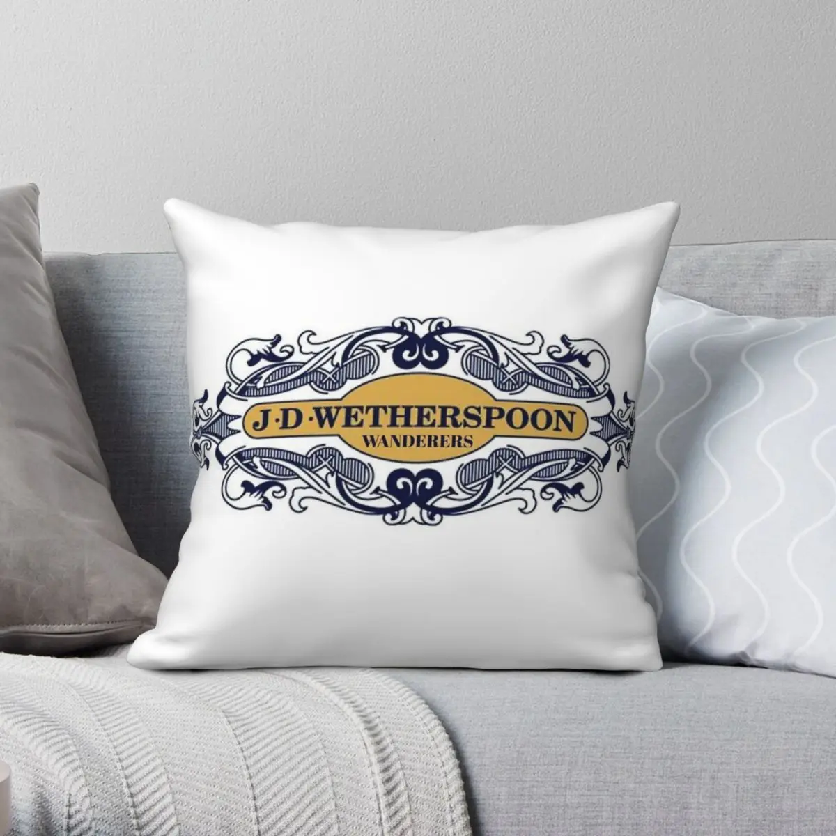 Wetherspoon Wanderers Square Pillowcase Polyester Linen Velvet Printed Zip Decorative Car Cushion Cover Wholesale