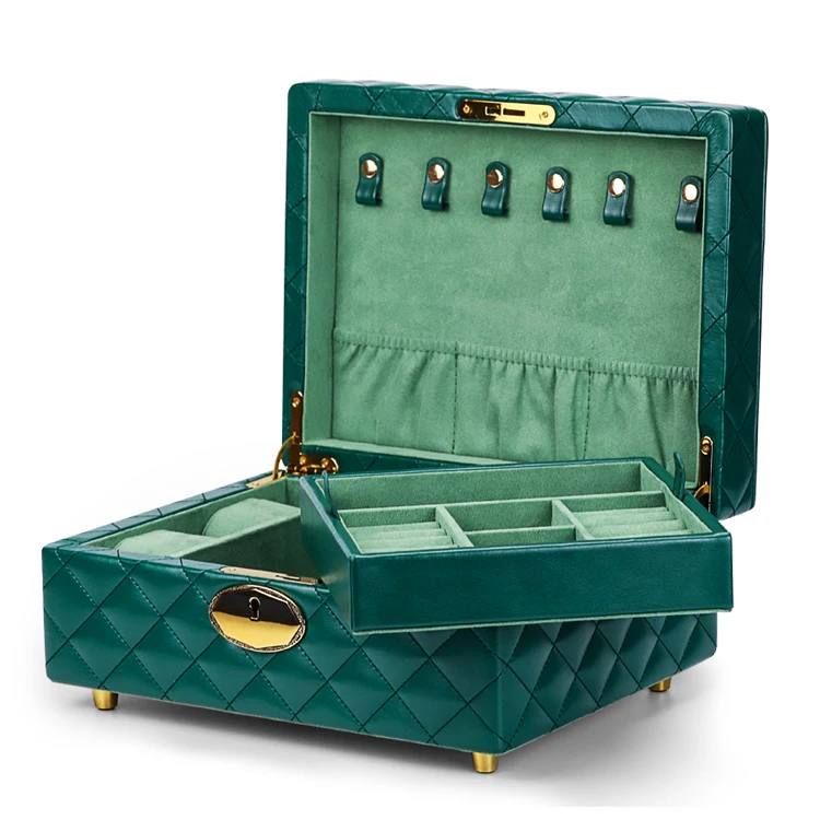 

Роскошный винтажный двухслойный органайзер из искусственной кожи, футляр для ювелирных изделий