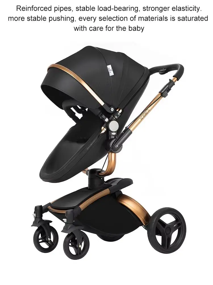 3-in-1 Kinderwagen für Neugeborene, Leichter Klappbarer Reisekinderwagen mit Umkehrbarem Sitz, Vierrad-Kinderwagen, Hochwertiger Tragbarer Babywagen mit Zubehör