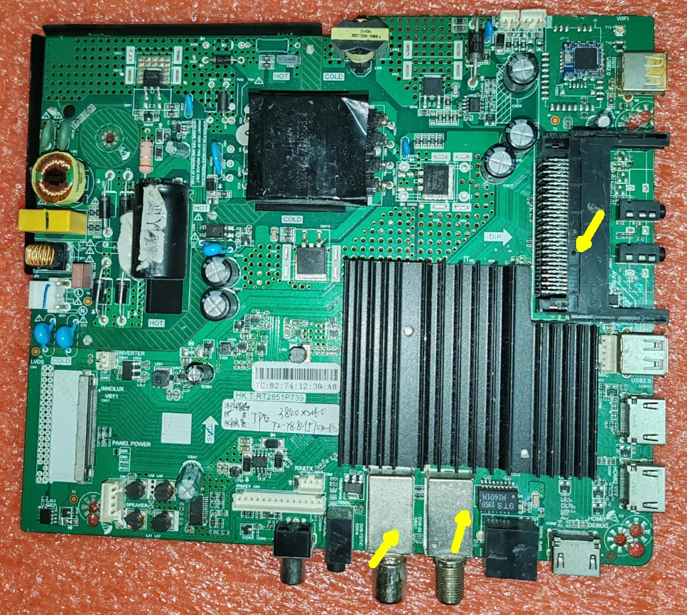 HK.T.RT2851P739 Intelligent 4-core WiFi network TV motherboard physical photo, tested well, with three different interfaces