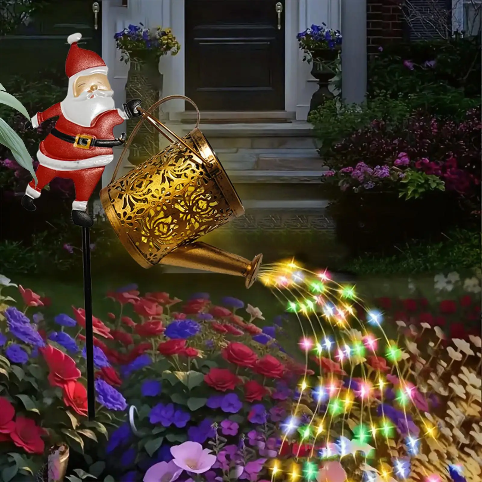 1pcs Christmas Solar Kettle Lights Garden Lawn Decorative Santa Claus Kettle Ground Lamp Solar LED Night Lights Outdoor Decor - view 2