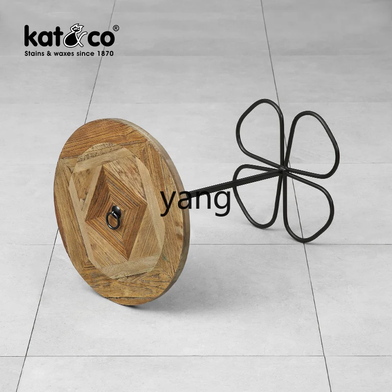 Picture 6: LMMretro recycled old elm parquet round edge table, American country small coffee table