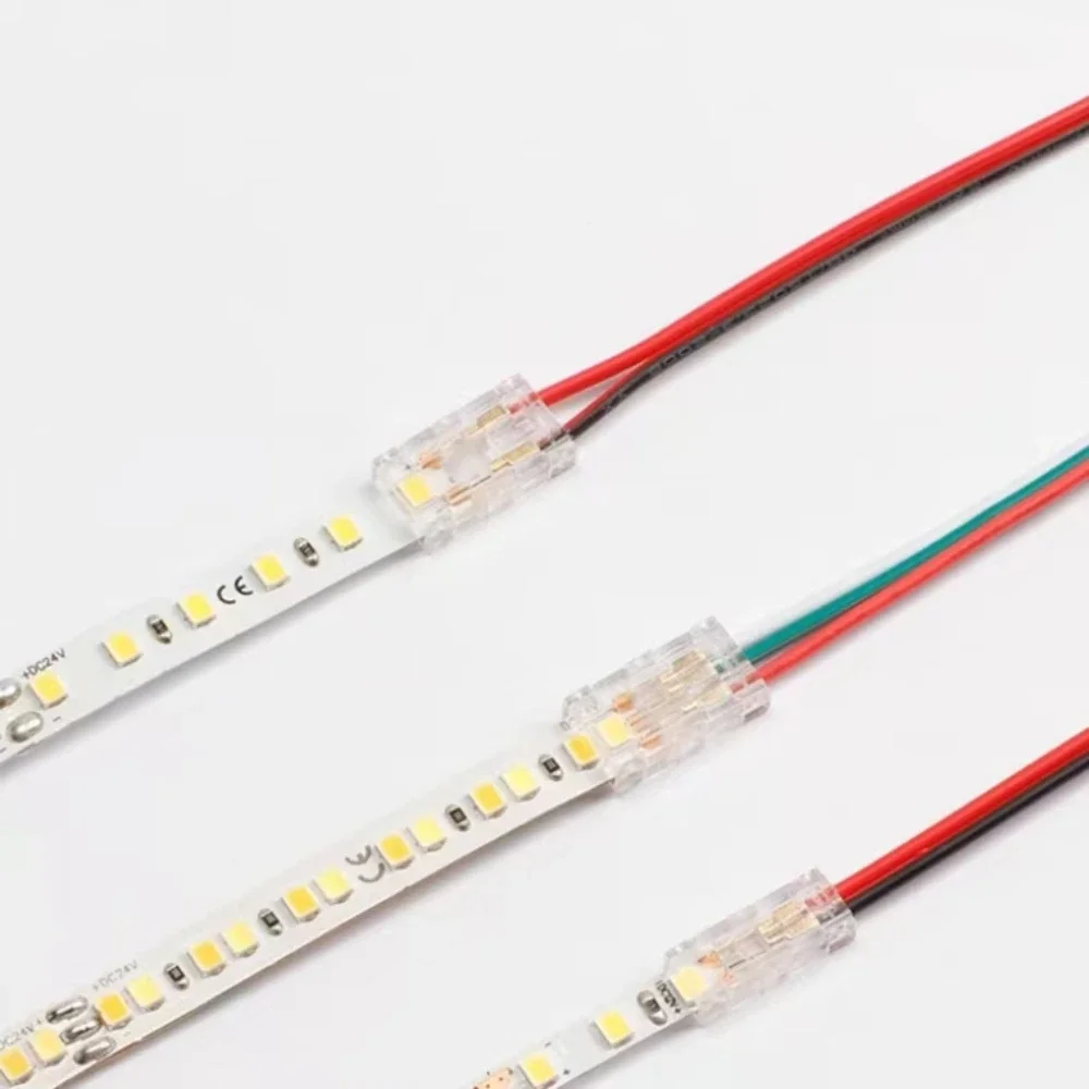 COB LED Wire Connector  2 3 4 Pin Connection Solderless Mini Buckle FCOB RGB CCT LED Strip Lights 5/8/10mm Connector With Wire