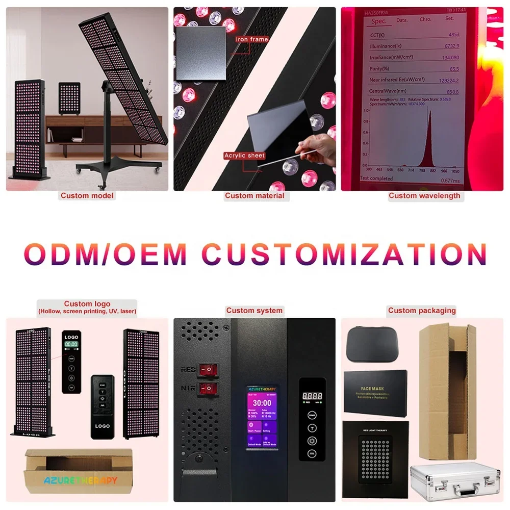 OEM ODM 7 Wavelength 322x220mm Size Customization Full Body Lamp PDT Machine Infared Device Led Red Light Therapy Panel