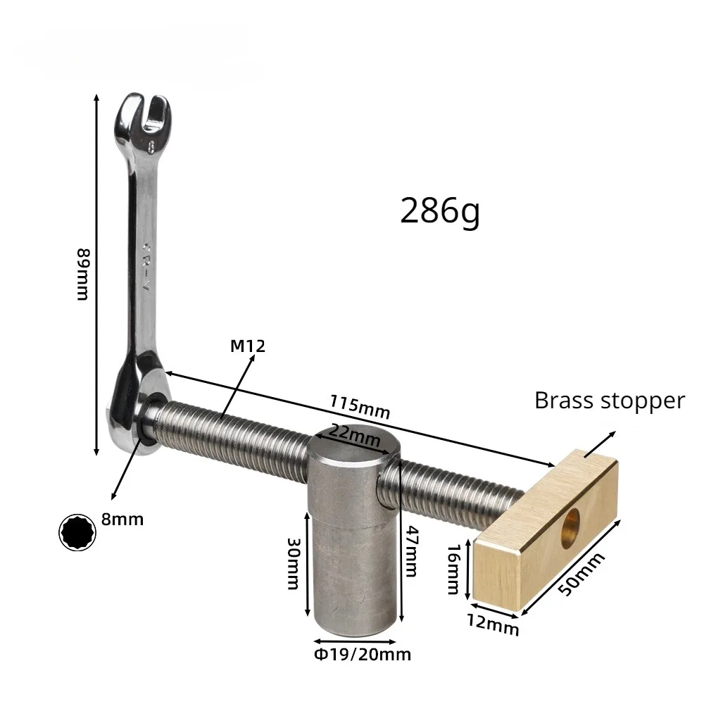 19/20mm Bench Dog Clamp 3/4 Inch Dog Hole Clamp Woodworking Adjustable Workbench Stop Stainless Steel Brass