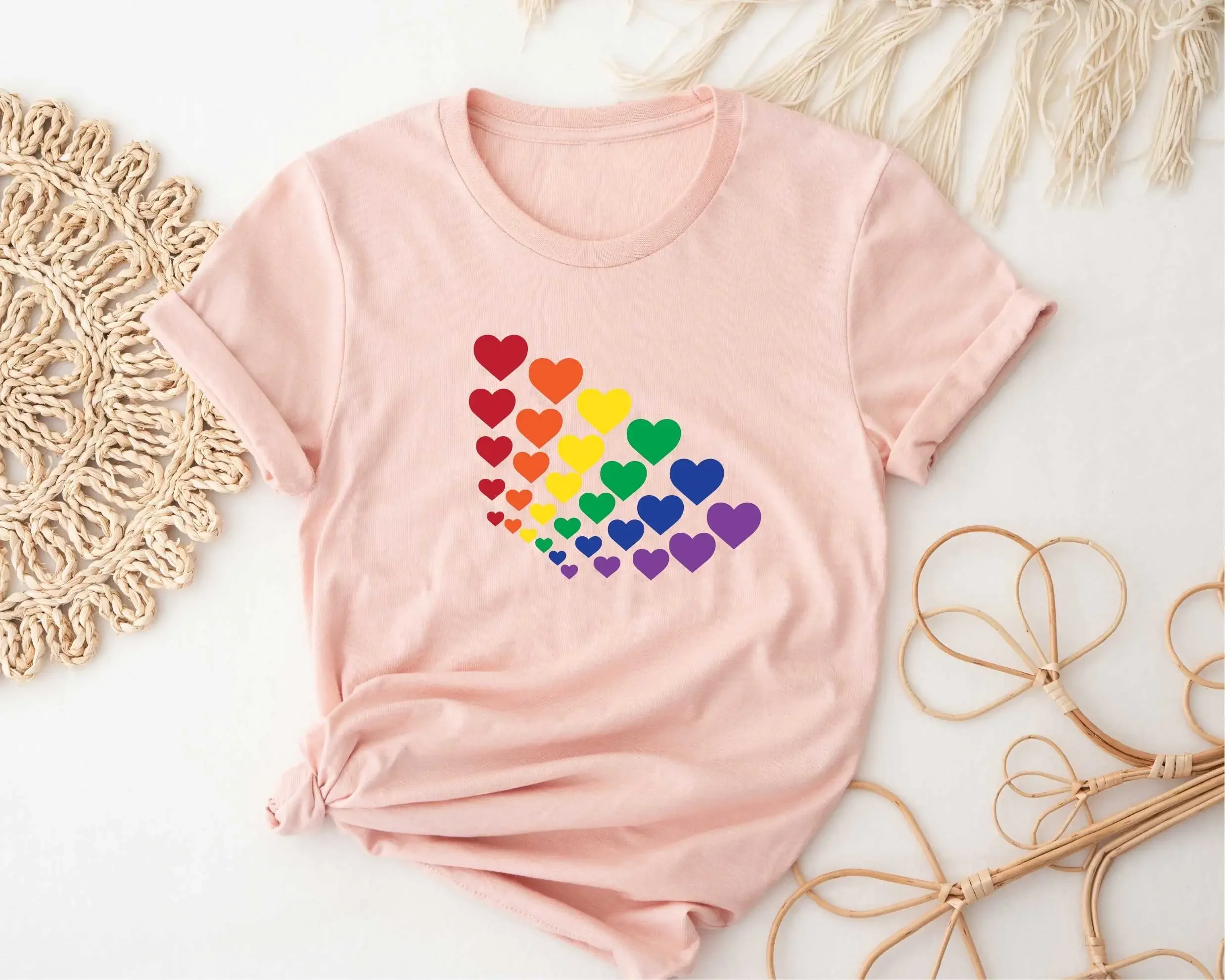 Rainbow T Shirt Heart Lgbt Gay Rights Diversity Equality Kindness