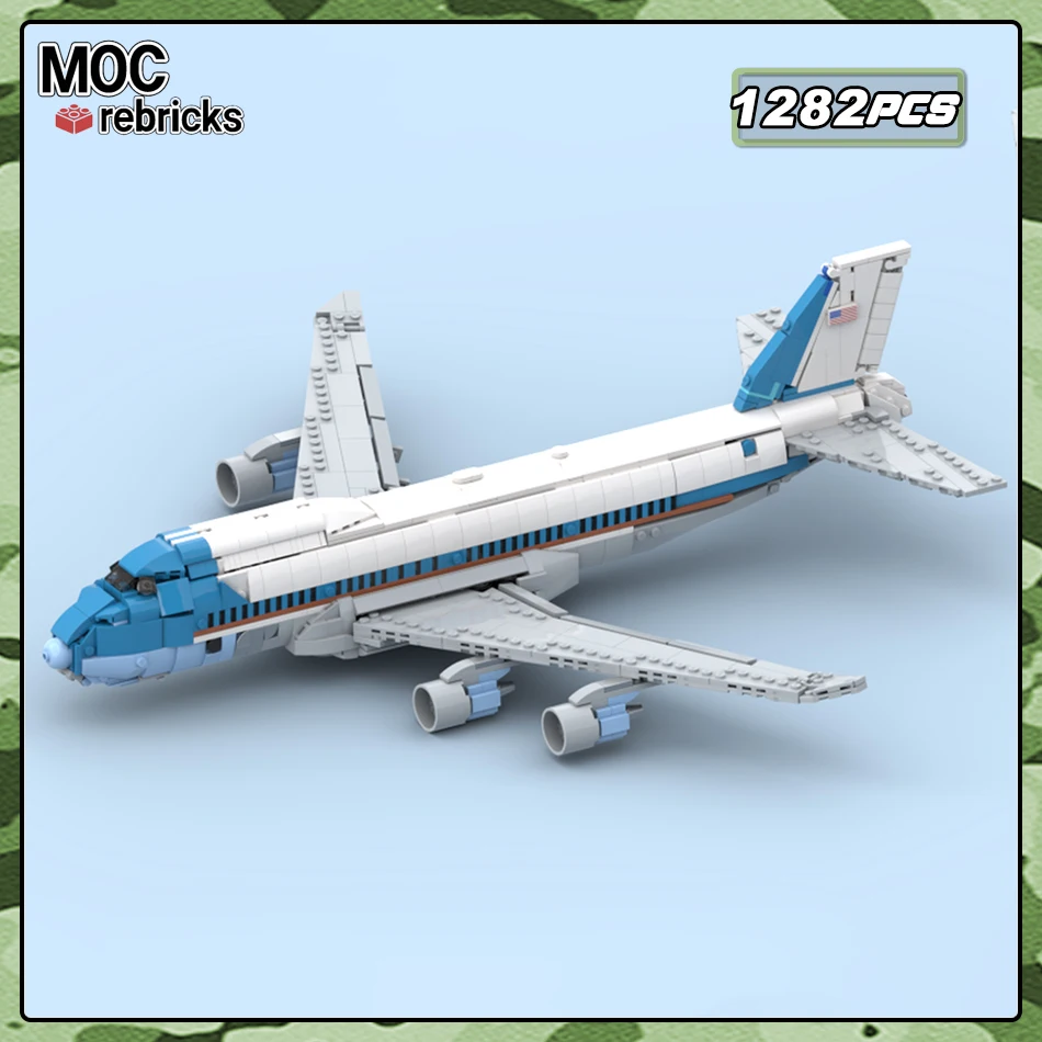 MOC Military Series United States Air Force Boeing 747 Building Blocks Model Small Particle Assembly Bricks Toys Sets Kids Gifts