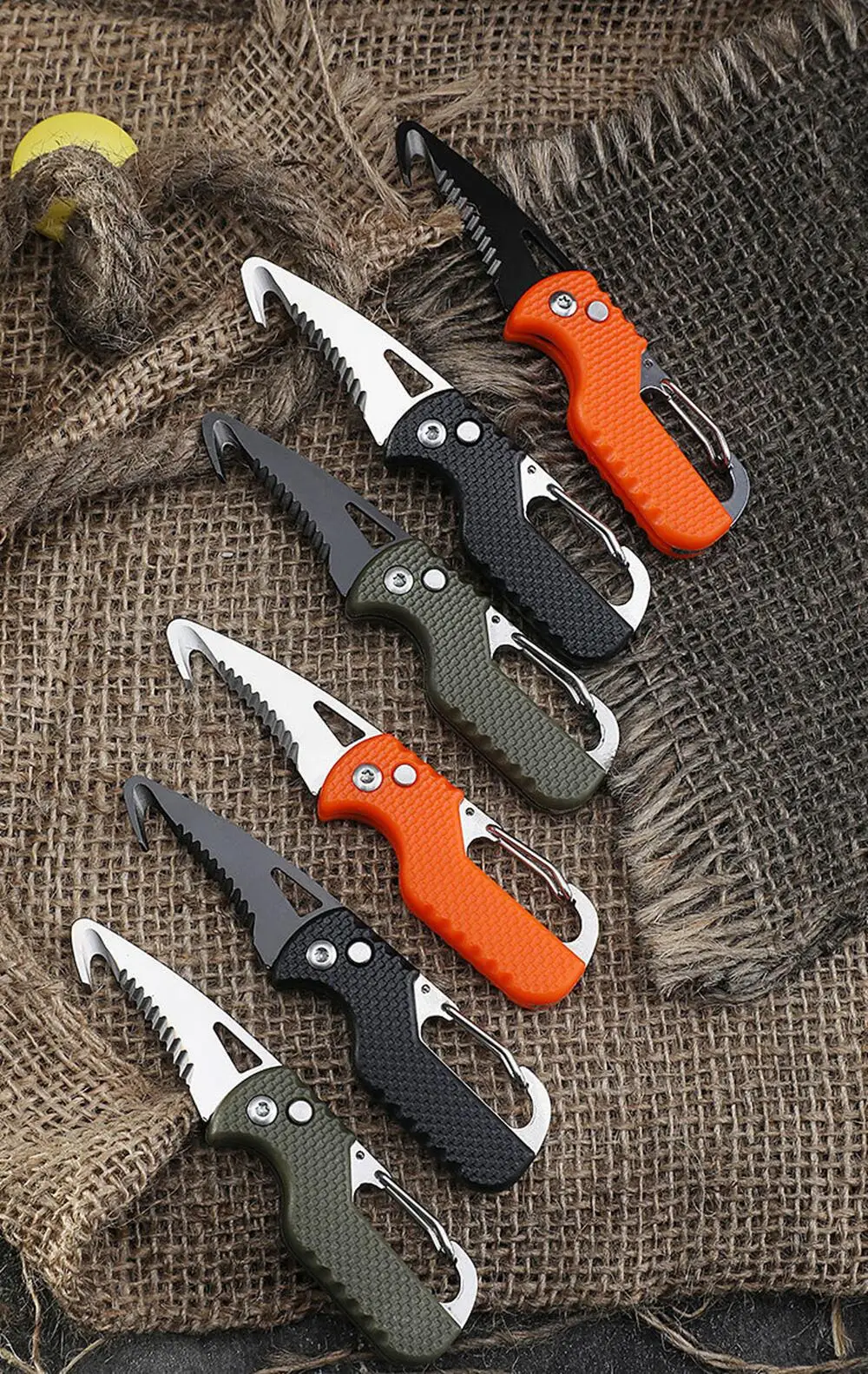 Portable Multifunctional Express Parcel Knife, Keychain, Serrated Hook, Carry-on Unpacking, Emergency Survival Tool Box Opener