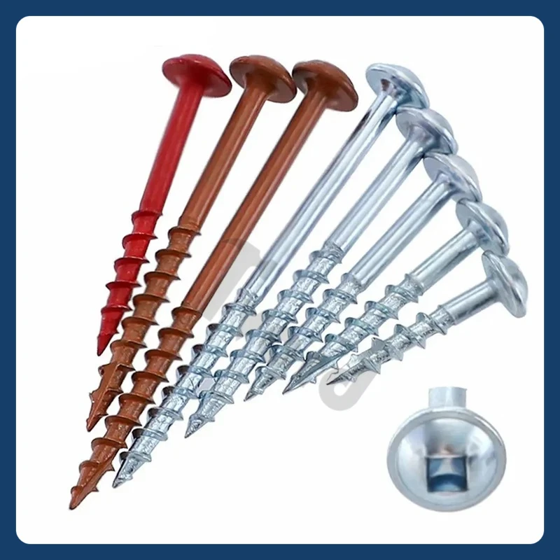 100Pcs 25-63mm SQ2 Pocket Hole Screw Coarse Thread Woodworking Self Tapping Screw Oblique Hole Screw Square Driver