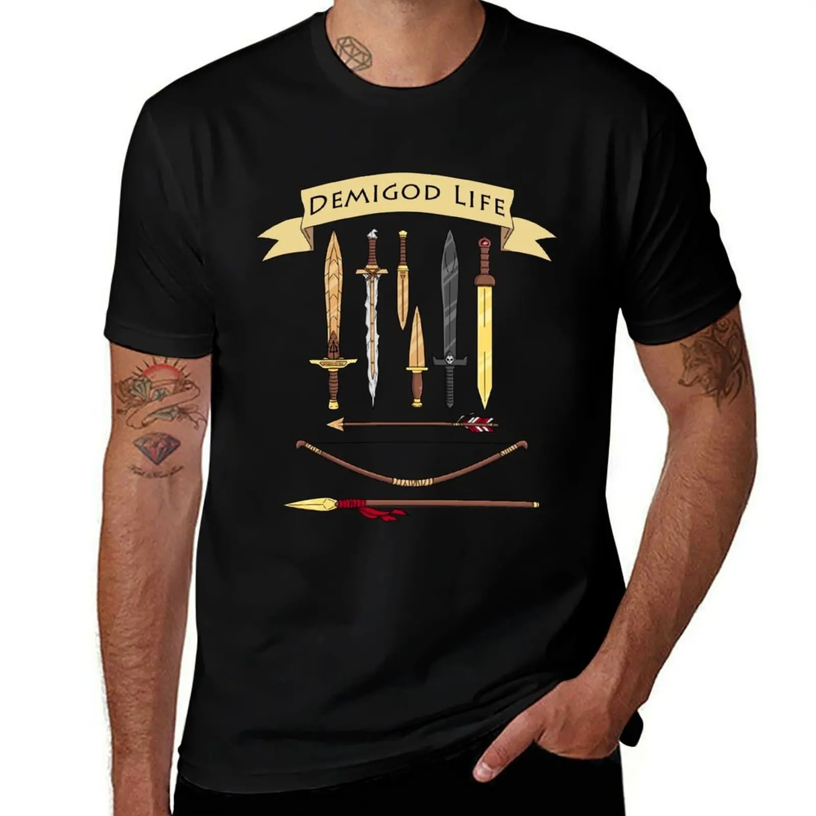 Demigod Life Includes Weapons T-Shirt Minimalist Plain Crew Neck T-Shirt