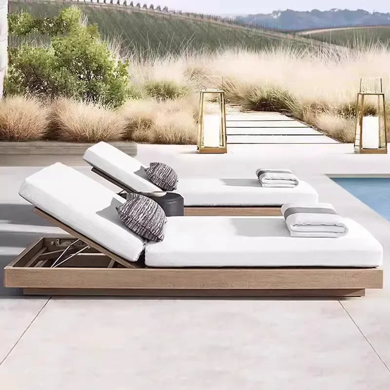 Nordic outdoor leisure bed, villa hotel garden waterproof sunscreen outdoor beach lounge chair