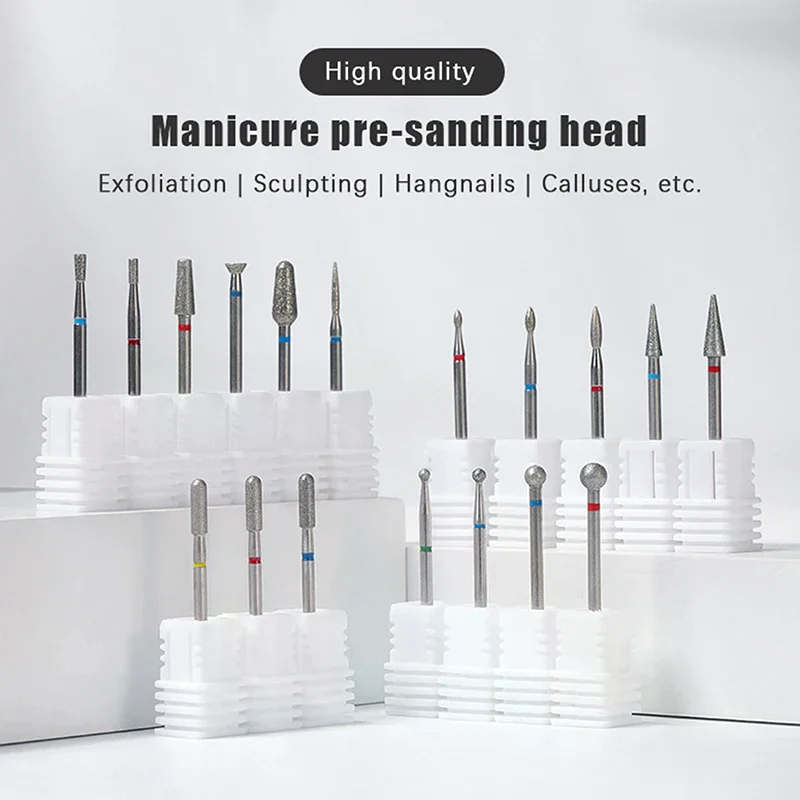 1 قطعة رأس تلميع الشعلة مسمار الشبت بت الماس قاطعة المطحنة ل مانيكير 3/32 "دغ ملف الأظافر الكهربائية أداة إزالة الجلد الميت #1