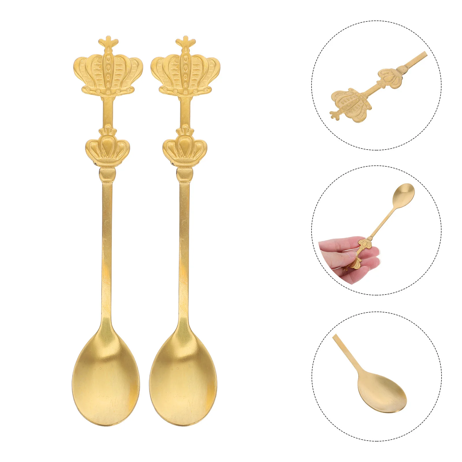 

10Pcs Stainless Steel Crown Coffee Spoons Mini Small Spoons for Coffee Tea Party Dessert Serving Crown Spoon Tiny Spoon