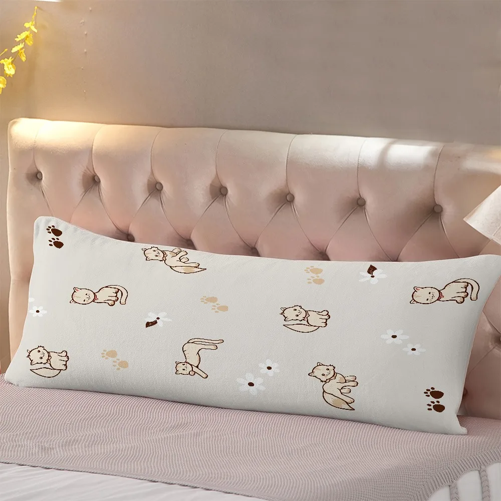 1pc of Cute Cat Flower Design Long Pillow Cover - Does Not Include Pillow Insert 20*54 Inches / 50×137 Cm - Lively Cat Pattern w