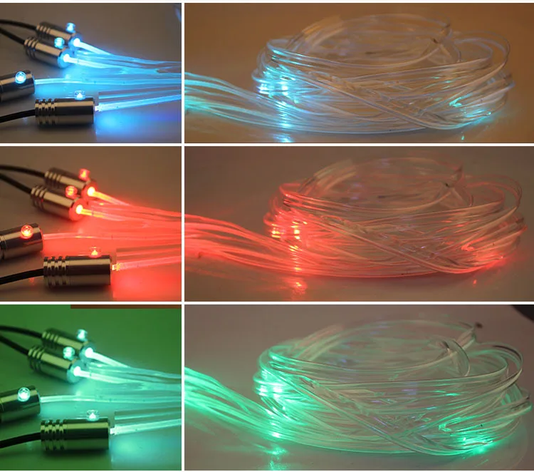 La atmósfera 12V 6W de los accesorios de la luz del coche de la fibra óptica más brillante 9 en 1 llevó la luz interior de las luces
